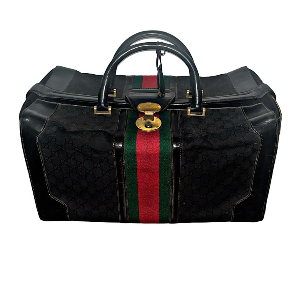 Authentic Vintage Gucci Rare Monogram GG Web Travel Vanity Bag